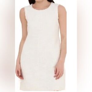 Banana Republic Cream Ivory Sleeveless Tweed Dress Shift Size 12